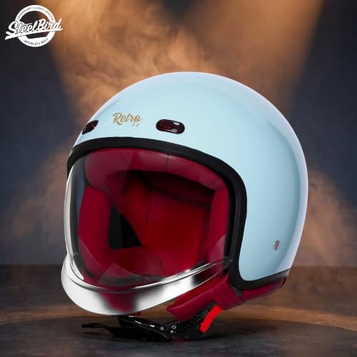 Image of Steelbird SBH-67 Retro 5.0 DOT and ISI Certified Open Face Helmet for Men and Women