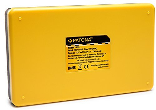 Image secondaire de PATONA 1953 - Chargeur Double USB Pour Batterie Olympus Li-90b Li-92b - Noir Jaune