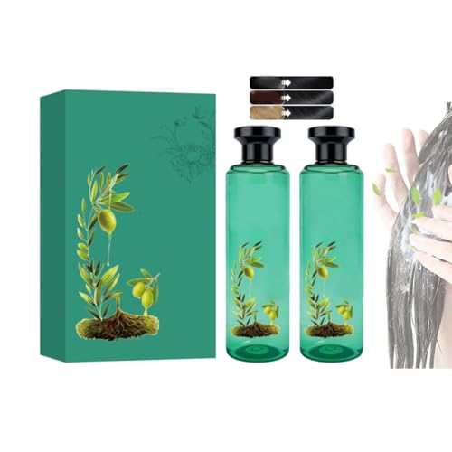 Long-Lasting Botanical Essential Oil Hair Dye Mild Formula Long Lasting Hair Dye Set Plant-Based Hair Color for Gray Coverage (Natural Black)