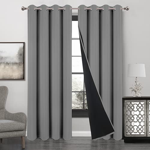 ByforphyeBlackout Curtains for Bedroom, Room Darkening Thermal Insulated Rod Pocket Drapes for Kitchen/Home Decor/Bedroom, 1 Window Curtain Panels (Light Grey, 52'' x 96'')