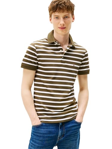 Image of Tommy Hilfiger Men's Short Sleeve Polo Shirts in Slim Fit with Stretch and Organic Pique Cotton