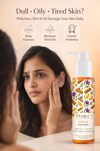 Image of KARROT Face Wash for Tan & Dull Skin | Ubtan Face Wash with Turmeric, Saffron, Sandalwood & Carrot Oil Helps Support Clear, Radiant Skin | Daily Cleanser 100ml