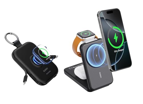 RORRY Portable Charger, 5000mAh Portable Charger Power Bank with Built-in Cables Portable Charger, 3-in-1 Charging Station 10000mAh Portable Charger Power Bank