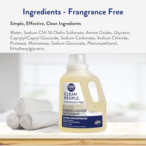 Image of The Clean People Liquid Laundry Detergent - Recyclable Packaging, Stain Fighting - Ultra Concentrated, Laundry Soap - Fragrance Free, 50 fl oz