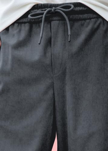 Image of Men's Self Design Corduroy Track Pants - Mid Rise, Flexi Waist, Ankle Length