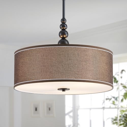 Image of Shrine Lighting Drum Chandeliers, Farmhouse Style, Perfect Drum Pendant Light for Dining Room, D21