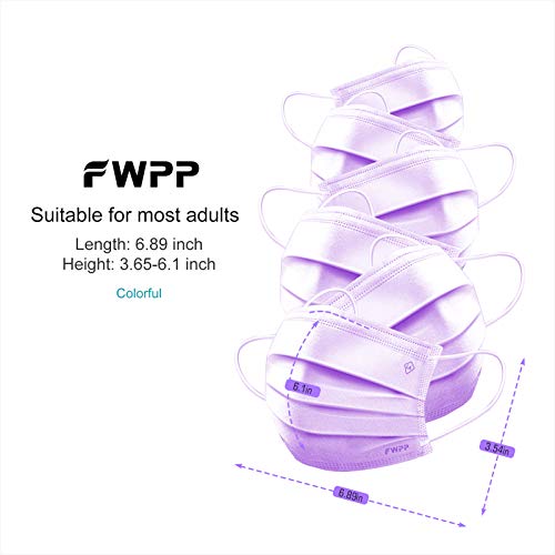 FWPP 4 Layer Earloop Disposable Face Masks 50 pcs Taro Purple