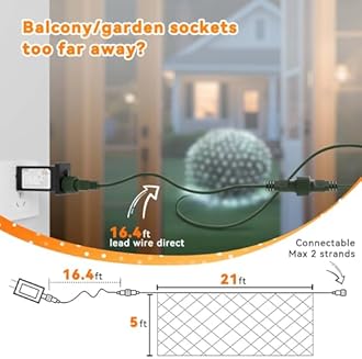 LitHome 21FT x 5FT Christmas Net Lights Outdoor Mesh Lights, 360 LED Cool White Christmas Net Light 8 Modes, Connectable Giant Mesh Light Waterproof Green Wire for Bushes Tree Garden Party Decor