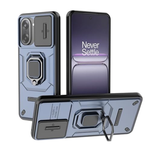 Image of Casodon Heavy Duty Armor Back Case Cover for Oneplus Nord CE 5 5G - Magnetic Kickstand Ring with Camera Shutter Protection, Rugged Bumper Hard Back Cover for Oneplus Nord CE 5 5G (PC & TPU|Blue)