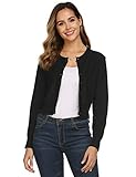 Elegante Strickjacke --- Basic Form,Strick, Rundhals,Shrug Top mit Knopf, kurzem Design,3 Farben zur Auswahl: Schwarz, Navyblau, Rot.