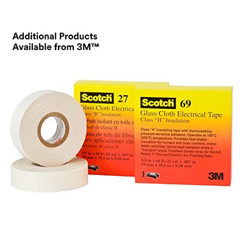 Image of 3M Glass Cloth Electrical Tape 69, Premium Grade, Glass Cloth Backing, Silicone Adhesive, High Temperature, 1 in x 36 yd, Boxed, 1 Roll