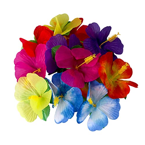 Lot de 60 Fleurs d'hibiscus artificielles hawaïennes pour Safari, Fleurs Tropicales sur Le thème de l'été, décorations de fête pour la Maison, Le Jardin,...