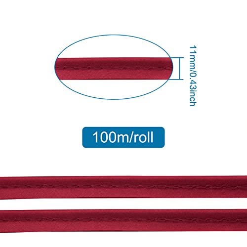 Beadthoven 109Yards/Roll Maxi Piping Trim 3/8” Satin Luster Polyester Single Fold Piping Bias Tape Binding Lip Cord Welting Cord With Spool For Sewing Clothing Trimming Upholstery (Dark Red) #TOP2