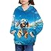 Xnshcedy Youth Hoodies Size 8-10 Boys Sweatshirts Cool 3D Dog Hoodie with Pocket Blue Sweatshirt Fashion Clothing for Kids Trendy 3D Dog Shirt School Party Holiday