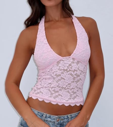 Womens Sexy Lace Trim Camisole Tank Tops Y2k Corset Slim Fit Going Out Streetwear Ruffle Spaghetti Strap Cami Tops2