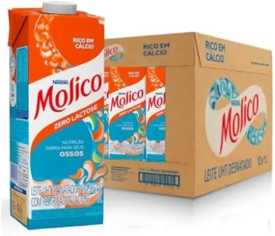 Leite Desnatado Zero Lactose UHT - 12 Unidades de 1 Litro Cada