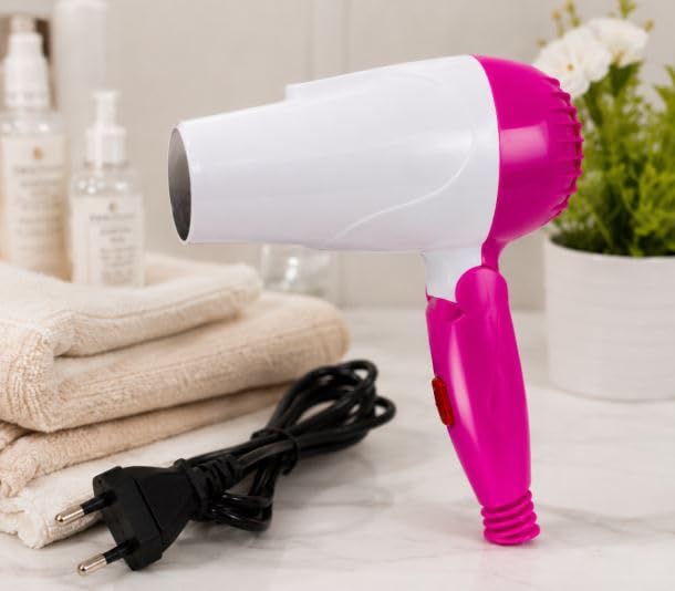 Image of Mini Hair Dryer for Women & Men | Compact Blow Dryer with Powerful Airflow | Lightweight Handheld Styling Appliance | Portable Travel-Friendly Design | Pink | Pack of 1