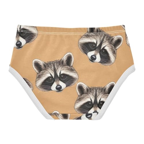 Cotton Toddler Underwear Floral Drawn Brown Raccoons Orange Girl Panties Cute Fancy Briefs Underpants 2t2