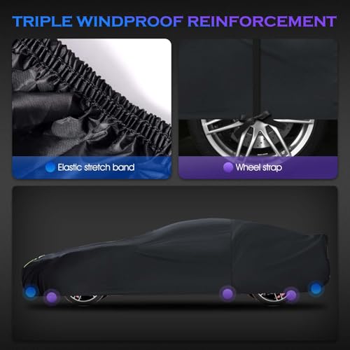 Image of Car Cover Custom Fit for Chevrolet Corvette C4 C5 C6 C7 C8 1980-2026, 6 Layers Truck Cover Waterproof All Weather for Automobiles,Outdoor Full Exterior Cover,Black（Not Include Mirror Pocket）