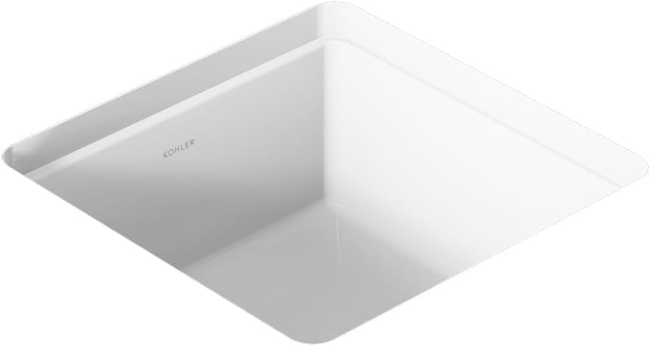 KOHLER 8188-0 Verticyl Square undermount Bathroom Sink, 11" W x 11" L, White