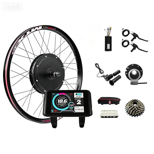 48V 27.5 45A Controller Rear wheel Electric Bikes Conversion Kit Hub Motor Electric Bicycle Motor E-bike Cycling Hub with Controller UKC1 Screen Bike Bicycle Conversion Tool Kit 7-speed Cassette