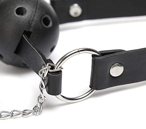 Bavaglio per Adulti con Pallina per Bocca (Ball Gag) e Catena con Morsetti Seno, Pinze Strizza Capezzoli, Morso per Bocca Sadomaso