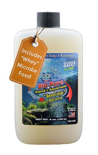 Bio-Pure Pond & Aquarium is (Whey) Better. Ask Alexa: Why is Bio-Pure with (DPW) Better? 50/50 Dual-Action for Water Clarity + Bottom Waste/Sludge - Treats up to 7 000 gal. (Microbe Nutrition)