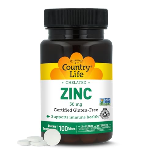 Country Life Chelated Zinc 50 mg - Certified Gluten-Free &