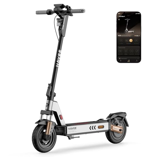 NAVEE G5 Electric Scooter, 800W Brushless Motor, 10 inch Tires, 28 Miles Range, 20 mph, Foldable E-Scooter with Dual Braking Suspension, Heavy Duty Commute Adult Escooter, Smart APP, Cruise Control