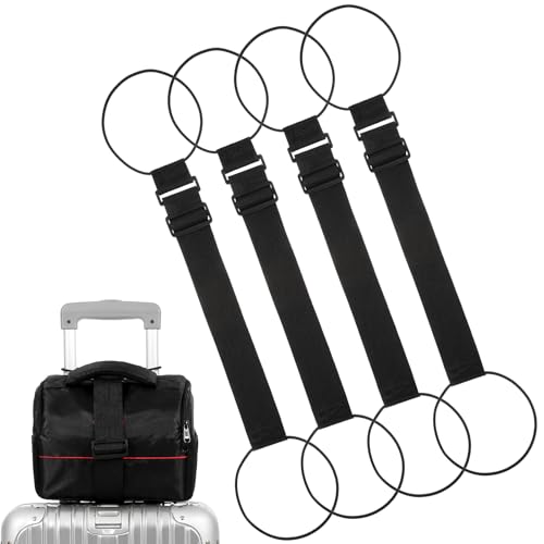 Image of 4 Pack Suitcase Strap,Luggage Straps to Connect Two Suitcases, Adjustable Elastic Luggages Strap to Connect Two Suitcases, Durable and Lightweight Travels Accessories, Black