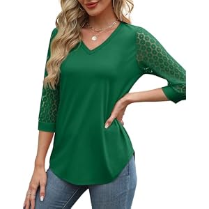 XIEERDUO 34 Length Sleeve Womens Tops V Neck Lace Tunic Tops Business Casual Blouses 2025