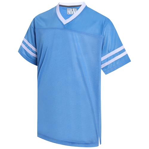 Gabiphy American Football Jerseys for Men Women Friends Gift Workout Tops Sport Athletic Shirts Party Streetwear Running Light Blue Jersey-White Stripe Men Size 3X-Large