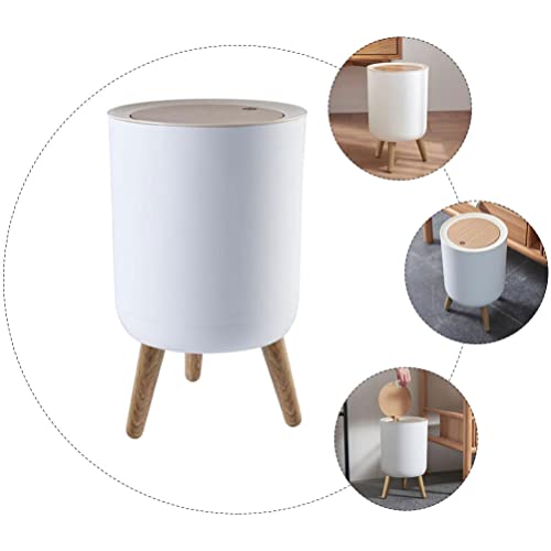 Doitool Trash Can Garbage Bin With Press Top Lid Modern Waste Basket Kitchen Waste Can Bucket For Kitchen Bathroom Bedroom Living Room Office White #TOP1