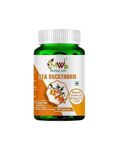 MVVB Sea Buckthorn Capsules – 60 Veg Caps | Omega 3-6-7-9, Vitamins A, C, E | Skin Glow, Immunity Booster, Digestion Support, Hormonal Balance | Ayurvedic