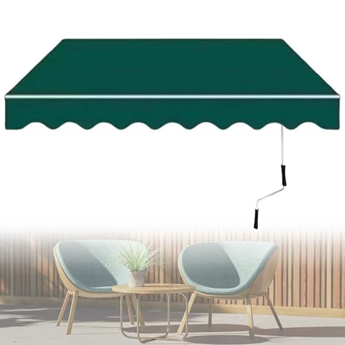 2x1.5m/3x2.5m/4x3m Retractable Awning Patio Sun Shade Shelter, Manual Awnings for Outside with Crank Handle, UV Protection, Aluminum Frame for Deck, Balcony, Yard, Pool, Porch, Window