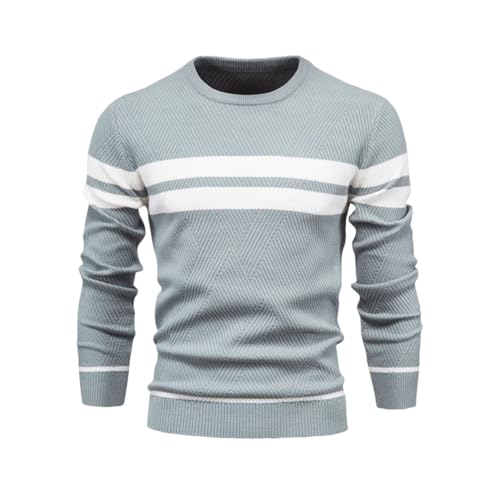 Men's O-Neck Pullover Sweater - Patchwork Long Sleeve Warm Slim Casual Fashion Sweater