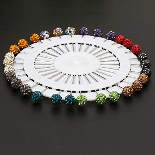 Image of 30-Pack Multicolor Rhinestone Brooch Pins for Hijab Scarves - Black