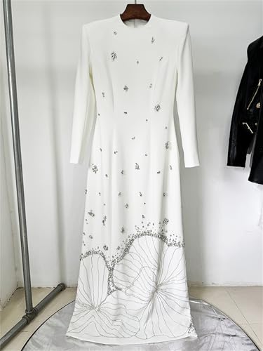 Women's Formal Evening Dress Diamonds Beaded Long Maxi Gown 2025 Designer Long Sleeve Female Luxury Prom Dresses2