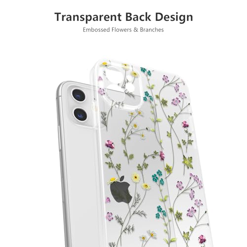 Image of RALEAVO Floral Case for iPhone 12,Cute Flowers Pattern Case,Clear | for iPhone 12 Case Clear with Cute Flower Branch Pattern,Pretty Case for Girls Women,Soft Silicone Shockproof Cover