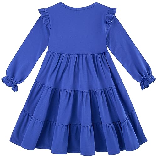 Vieille Toddler Girls Cotton Dress Long Sleeve Ruffle Dress Kids Solid Casual Clothes for 2-8 Years2