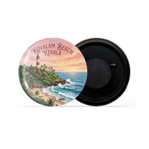 Image of dhcrafts Fridge Magnet Multicolor Kerala Kovalam Beach Kerala Glossy Finish Design Pack of 1 (58mm)
