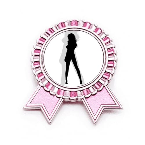Broche silhouette femme rose en métal finition soignée taille M