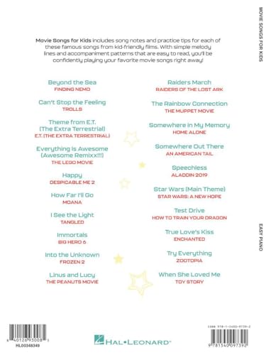 Movie Songs for Kids Easy Piano Songbook with Lyrics | 20 Fun Songs from Trolls, Moana, Frozen 2, Toy Story and More | Hal Leonard Sheet Music for Beginners and Young Pianists - Image 2