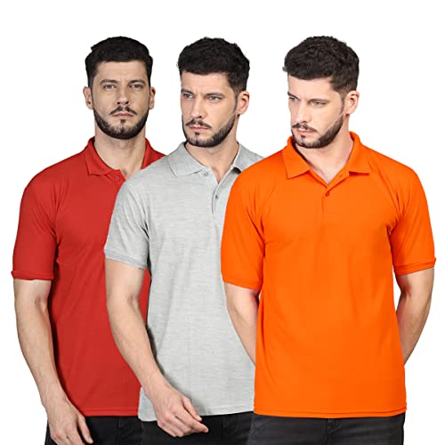 Image of INKKR Men's Casual Polo Neck Half Sleeve Solid T-Shirt (Pack-3)