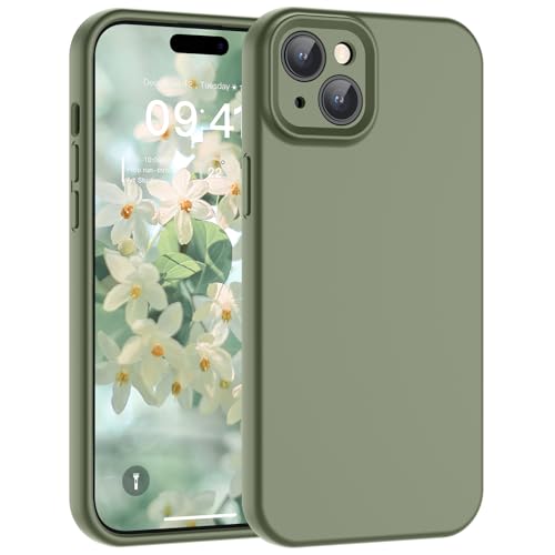 Coque iPhone 14 Plus silicone vert avec doublure microfibre douce SUPFINE