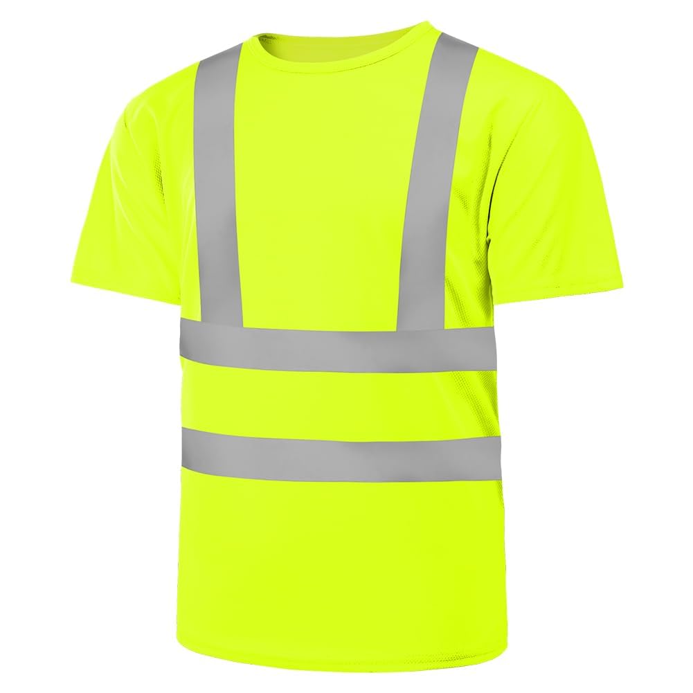 AUYAO Profi Warnschutz T-Shirt Warnkleidung Leicht Kurzarmshirt Kurzarm Hohe Sichtbarkeit Arbeitsshirt Warnshirt Reflektierend Arbeitshemd Hochsichtbares Bahn-T-Shirt Warnschutz Tshirt Orange M~XL