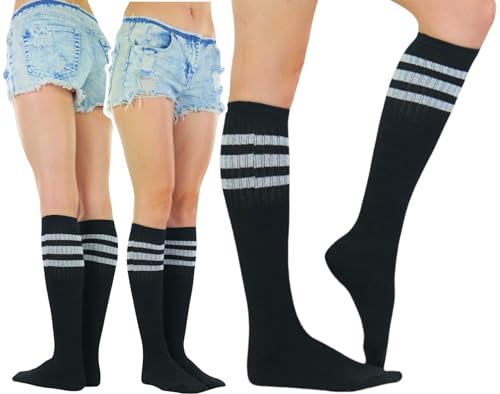Image of ToBeInStyle Unisex Knee High Cotton Tube Athletic Thick Socks w /Stripe Top
