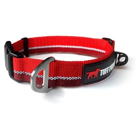 Tuff Pupper Heavy Duty Dog Collar | Tough Dog Collar | Reflective Dog Collar with Aluminum D-Ring Leash Clip | Separate Dog ID Tag Attachment Keeps Engraved Dog Tags Quiet | Easy Sizing for All Breeds Cover