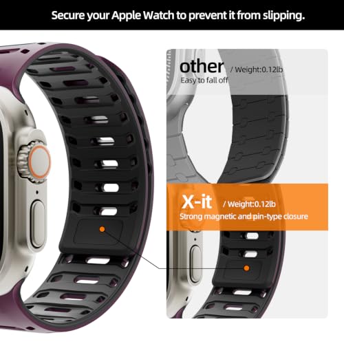 Image of X-it Magnetic Watch Band for Apple Watch Ultra 49mm, 46mm /45mm /44mm, Soft Silicone Sport Strap with Strong Magnet for Men and Women, Compatible with Apple Watch Series 11 /10 /9 /8 /7 /6 /5 /4 /3 /2 /1 and SE