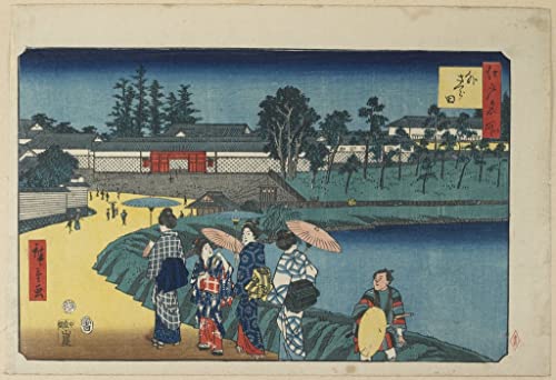 Tableau Hiroshige Outer Sakurada April estampe japonaise art mural salon